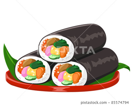 Ehomaki 3 layers (dish) / Setsubun material icon / Vector image 85574794