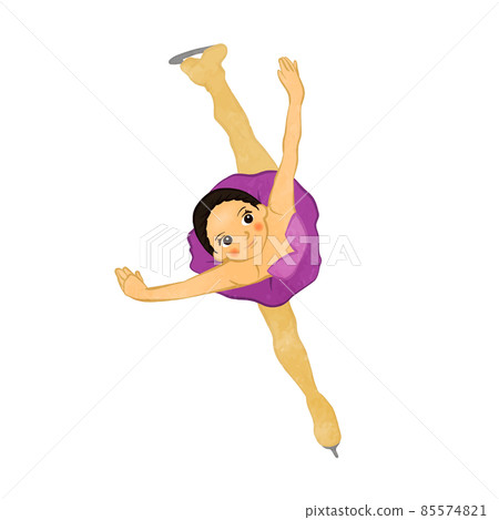 Cute figure skating girl doing camel technique 01 85574821