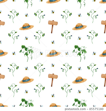 watercolor pattern of a spring vegetable garden (freehand) watercolor pattern of a spring vegetable garden (freehand) 85575180