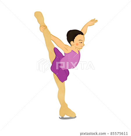 Cute figure skating girl doing candle spin 01 85575611