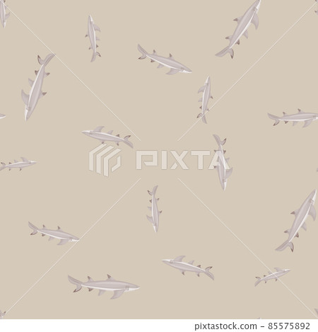 Lemon shark seamless pattern in scandinavian style. Marine animals background. Vector illustration for children funny textile. Lemon shark seamless pattern in scandinavian style. Marine animals background. Vector illustration for children funny textile. 85575892