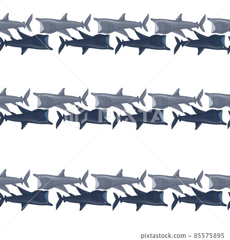 Basking shark seamless pattern in scandinavian style. Marine animals background. Vector illustration for children funny textile. Basking shark seamless pattern in scandinavian style. Marine animals background. Vector illustration for children funny textile. 85575895