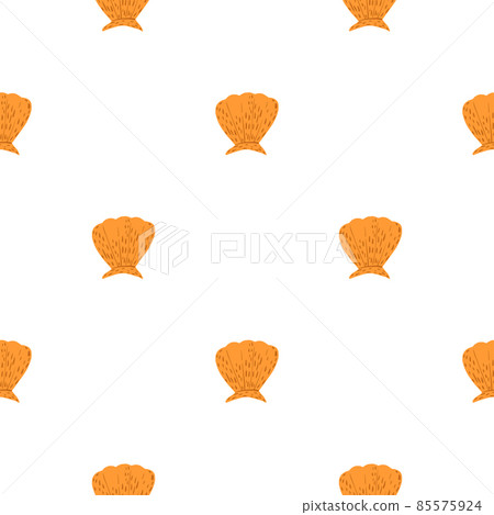 Seamless pattern seashells. Cute conch in doodle style 85575924