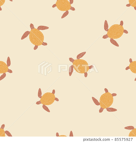 Seamless pattern sea turtles. Cute marine turtle in doodle style. 85575927