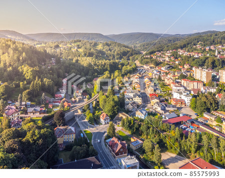 Aerial view of Tanvald in Jizera Mountains Aerial view of Tanvald in Jizera Mountains 85575993