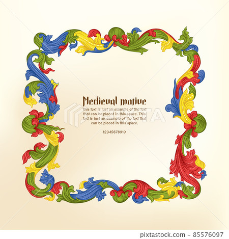 Floral vintage medieval illuminati manuscript inspiration. Floral vintage medieval illuminati manuscript inspiration. 85576097