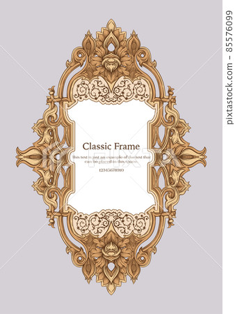 Baroque frame decor. Detailed rich ornament graphic line art. Baroque frame decor. Detailed rich ornament graphic line art. 85576099