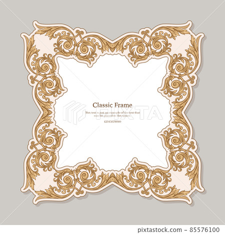 Baroque frame decor. Detailed rich ornament graphic line art. Baroque frame decor. Detailed rich ornament graphic line art. 85576100