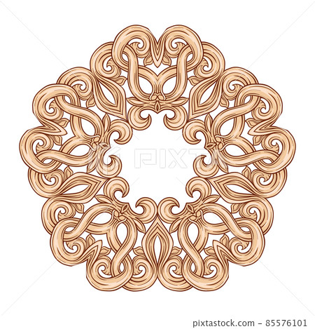 Interlacing circular abstract ornament in the medieval, romanesque style. 85576101