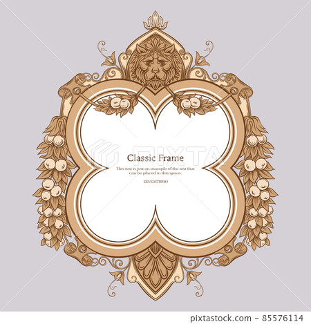 Baroque frame decor. Detailed rich ornament graphic line art. Baroque frame decor. Detailed rich ornament graphic line art. 85576114