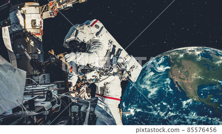 Astronaut spaceman do spacewalk while working for spaceflight mission Astronaut spaceman do spacewalk while working for spaceflight mission 85576456