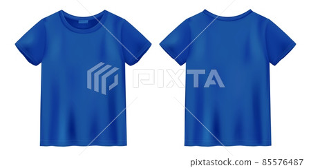 Unisex bright blue t shirt mock up. T-shirt design template. Short sleeve tee. 85576487