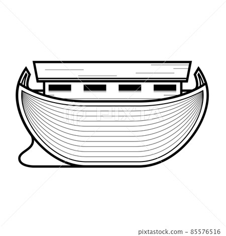 The ark of Noah, biblical wooden ship for saving from flood, vector 85576516