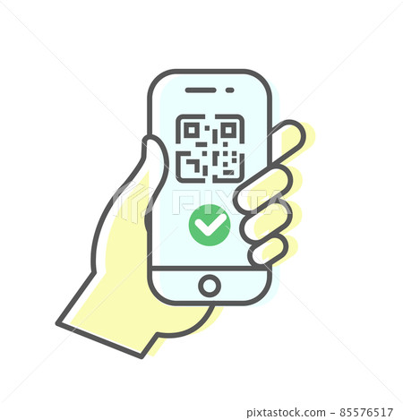 Traveler shows health passport of vaccination certification on phone icon, person vaccinated of coronavirus covid-19 document, vector 85576517