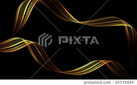 Abstract black illustration, isolated gorgeous wave patterns in gold color 85576884
