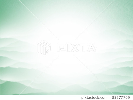 Smoked green sea of clouds Landscape of mountains drifting Background illustration Gradation that radiates from the center Horizontal Other colors available 85577709