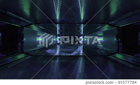 Reflective dim tunnel 4K UHD 3D illustration 85577784