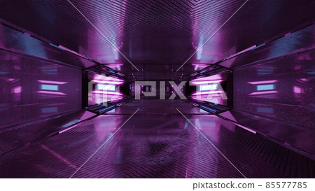 Geometric hallway with purple illumination 4K UHD 3D illustration Geometric hallway with purple illumination 4K UHD 3D illustration 85577785