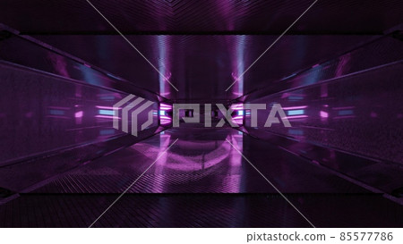 Futuristic purple corridor 4K UHD 3D illustration 85577786