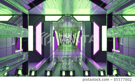 3D illustration of endless 4K UHD tunnel with geometric walls 3D illustration of endless 4K UHD tunnel with geometric walls 85577802