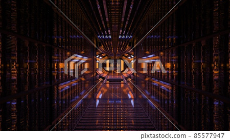 Reflective hallway with orange illumination 4K UHD 3D illustration Reflective hallway with orange illumination 4K UHD 3D illustration 85577947