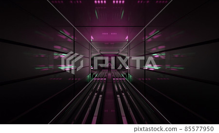 Hallway illuminated with neon lights 4K UHD 3D illustration Hallway illuminated with neon lights 4K UHD 3D illustration 85577950
