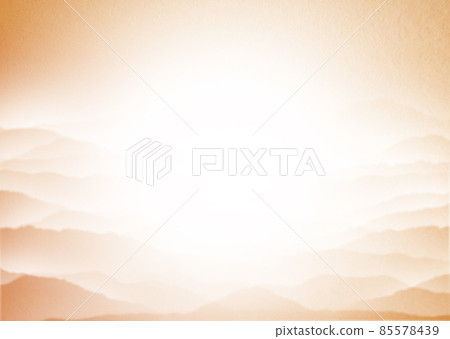 Orange clouds Landscape of mountains floating in the sea Background illustration Gradation that radiates from the center Horizontal Other colors available 85578439