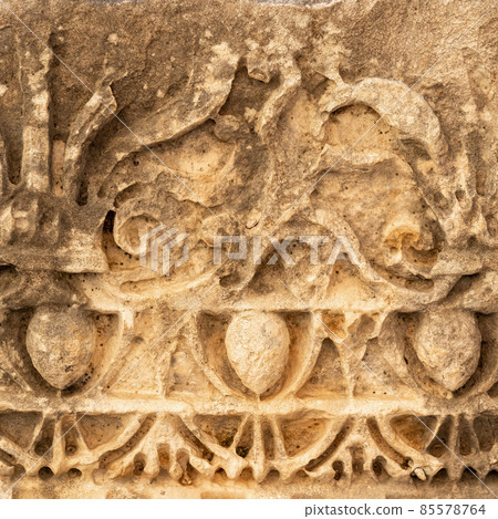half-erased stone-cut pattern on the ruins of a building in the ancient city of Myra, Turkey half-erased stone-cut pattern on the ruins of a building in the ancient city of Myra, Turkey 85578764
