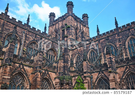 Low Angle View Of Chester Cathedral, Chester, United Kingdom. 85579187