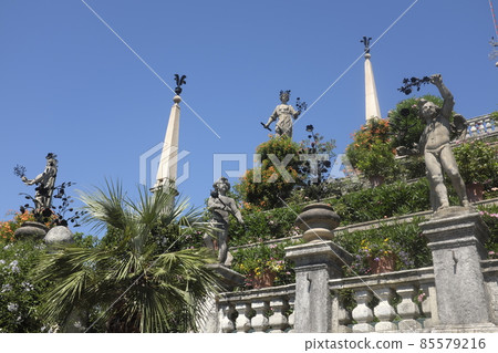 The gardens of Borromeo Palace in Stresa. Italy, 85579216