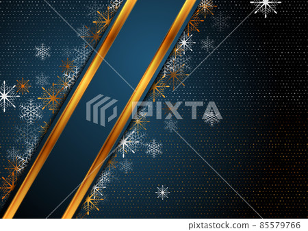 Blue and luxury golden winter Christmas background 85579766