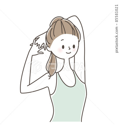 一個女人把手伸到腦後 一個女人把手伸到腦後 85581021