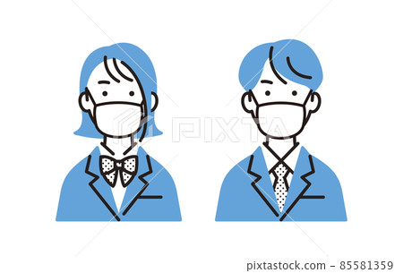 戴著口罩的高中男生和女生 85581359
