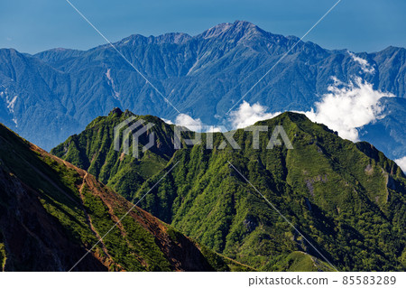 從八嶽山脈和橫岳看到的權禦岳和白峰三山 從八嶽山脈和橫岳看到的權禦岳和白峰三山 85583289