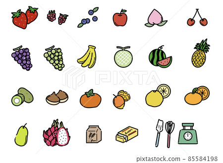 Simple illustrations of various fruits 85584198