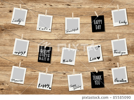 Photo garland with wood grain background (album) 85585090