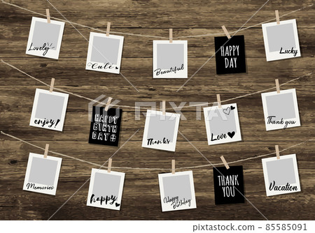 Photo garland with wood grain background (album) 85585091