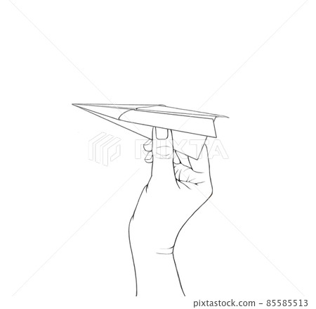 Simple line drawing illustration of flying a paper airplane Simple line drawing illustration of flying a paper airplane 85585513