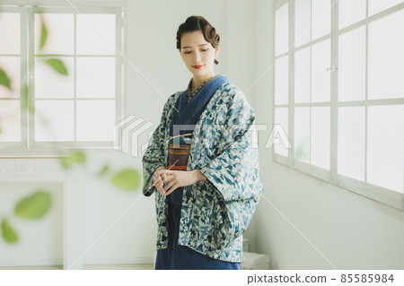 Denim kimono finger wave haori 85585984