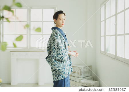 Denim kimono finger wave haori Denim kimono finger wave haori 85585987