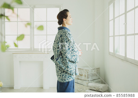 Denim kimono finger wave haori Denim kimono finger wave haori 85585988