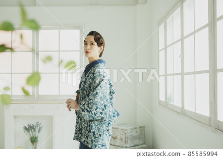 Denim kimono finger wave haori 85585994