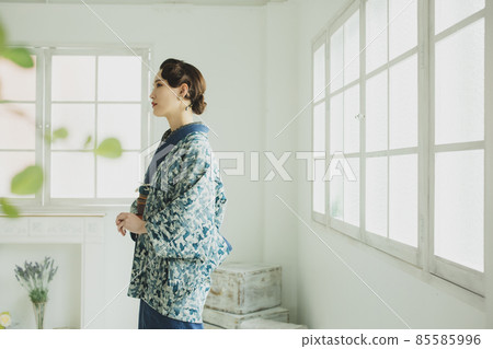 Denim kimono finger wave haori 85585996