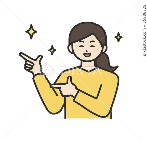 Illustration material that a young woman poses pointing Illustration material that a young woman poses pointing 85586828