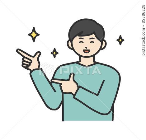 一個年輕人姿勢指向的插圖素材 一個年輕人姿勢指向的插圖素材 85586829