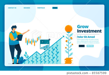 Landing page vector design of grow investment.... - Stock Illustration ...