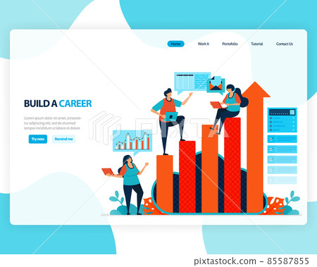 vector landing page of building a career and... - Stock Illustration ...