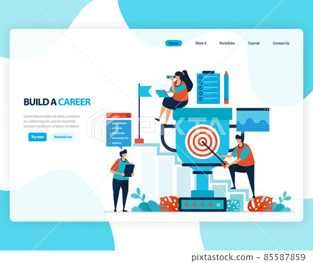 vector landing page of building a career and... - Stock Illustration ...