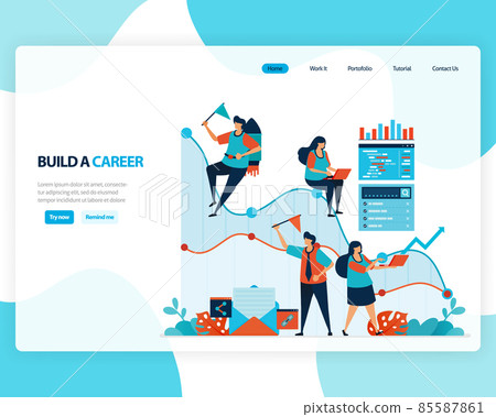 vector landing page of building a career and... - Stock Illustration ...
