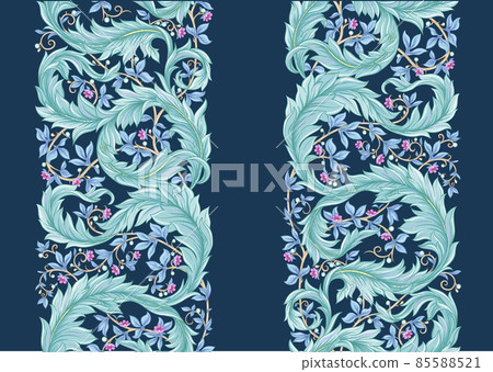 Decorative flowers and leaves in art nouveau style, vintage, old, retro style.  85588521